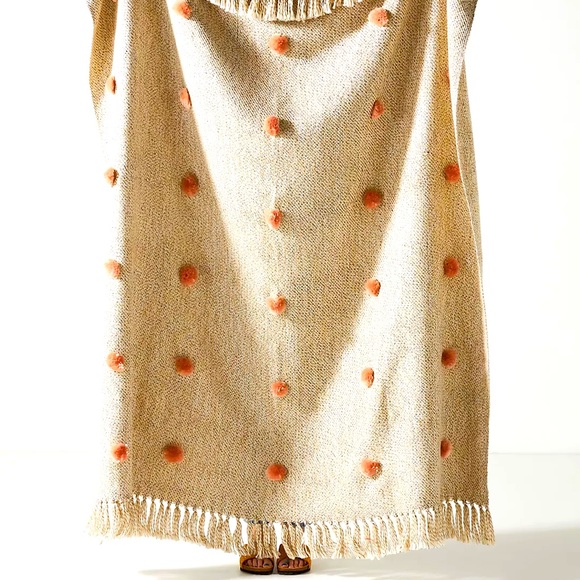 Anthropologie Other - Anthropologie Polka Dot Pom Throw Blanket
